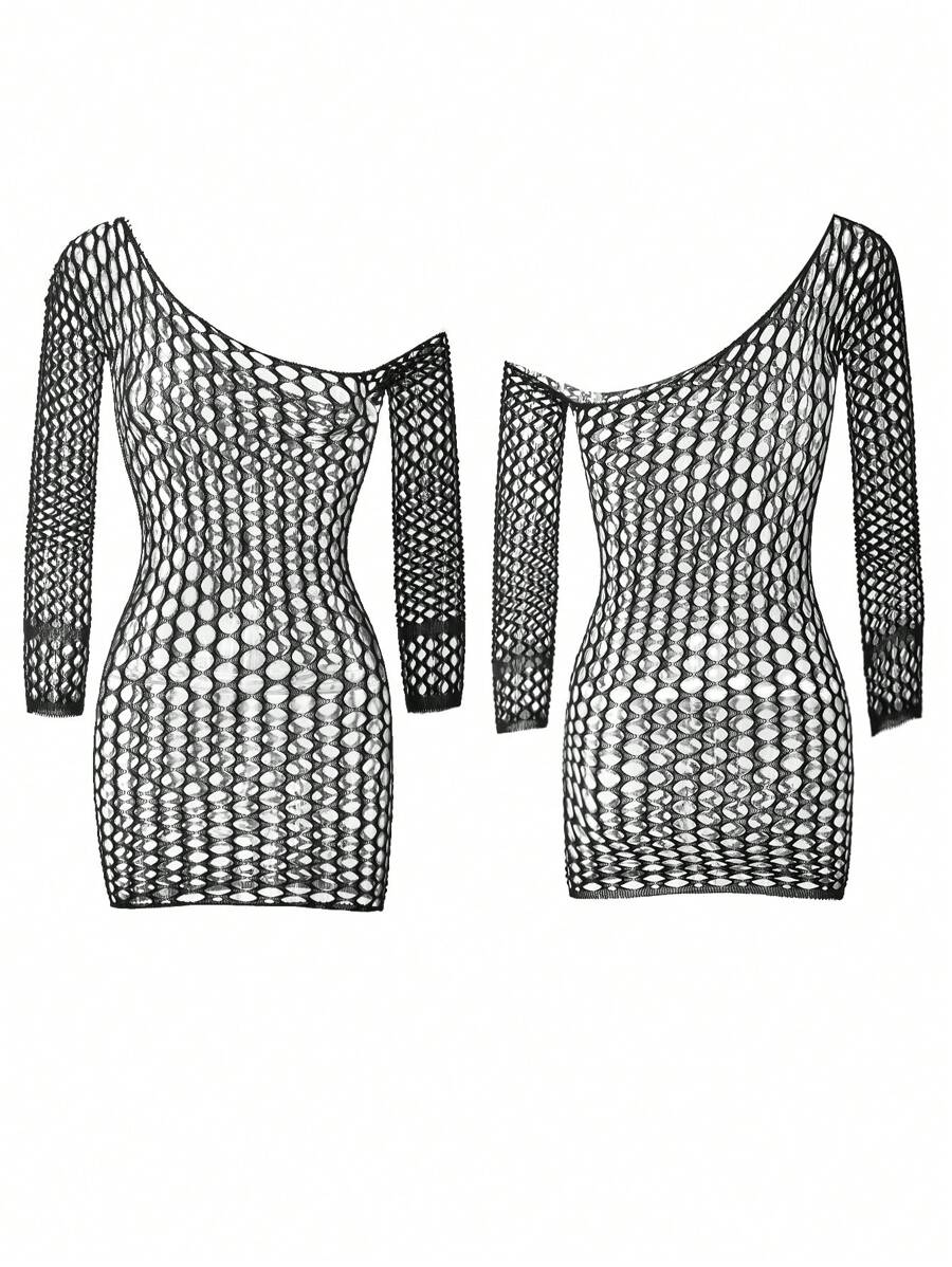 Vestido de lencería de malla con agujeros